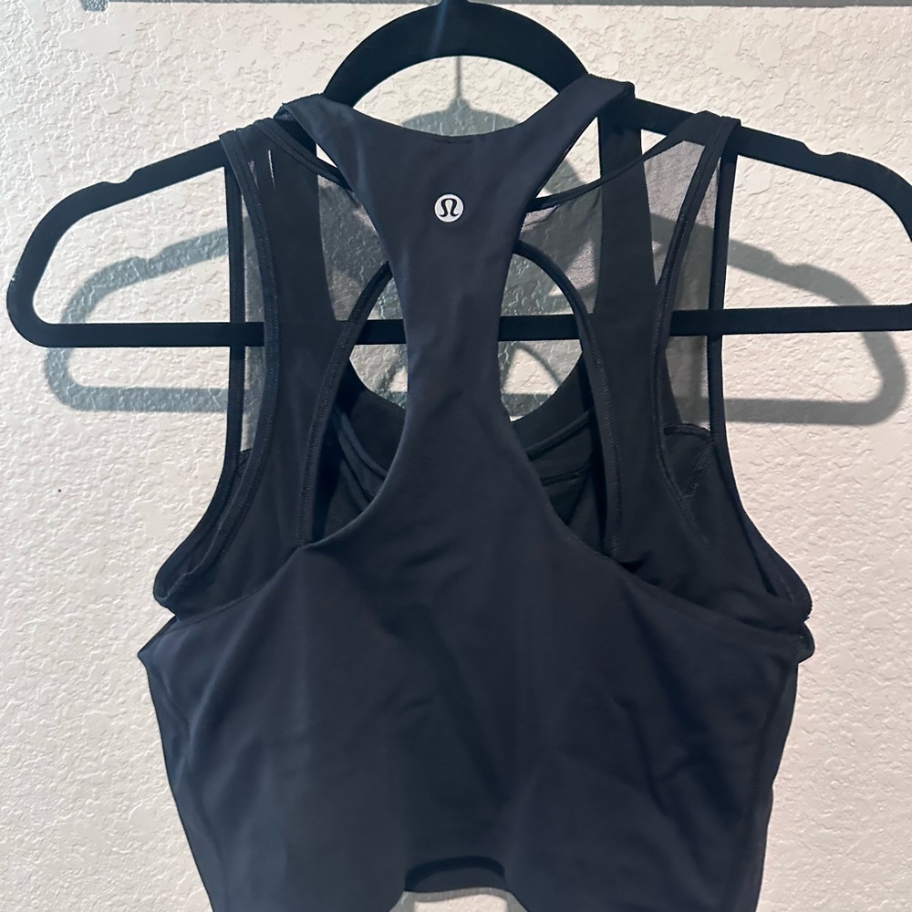 lululemon athletica Sleek black crop top with built in sports bra